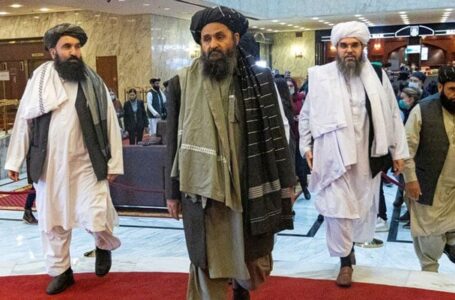 Mullah Abdul Ghani Baradar, the Taliban’s deputy leader and negotiator, and other delegation members attend the Afghan peace conference in Moscow, Russia March 18, 2021. — Reuters